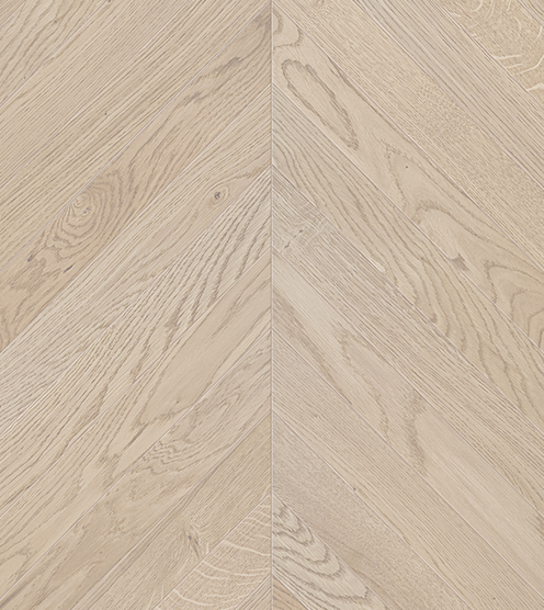 Chevron parquet floor in light oak