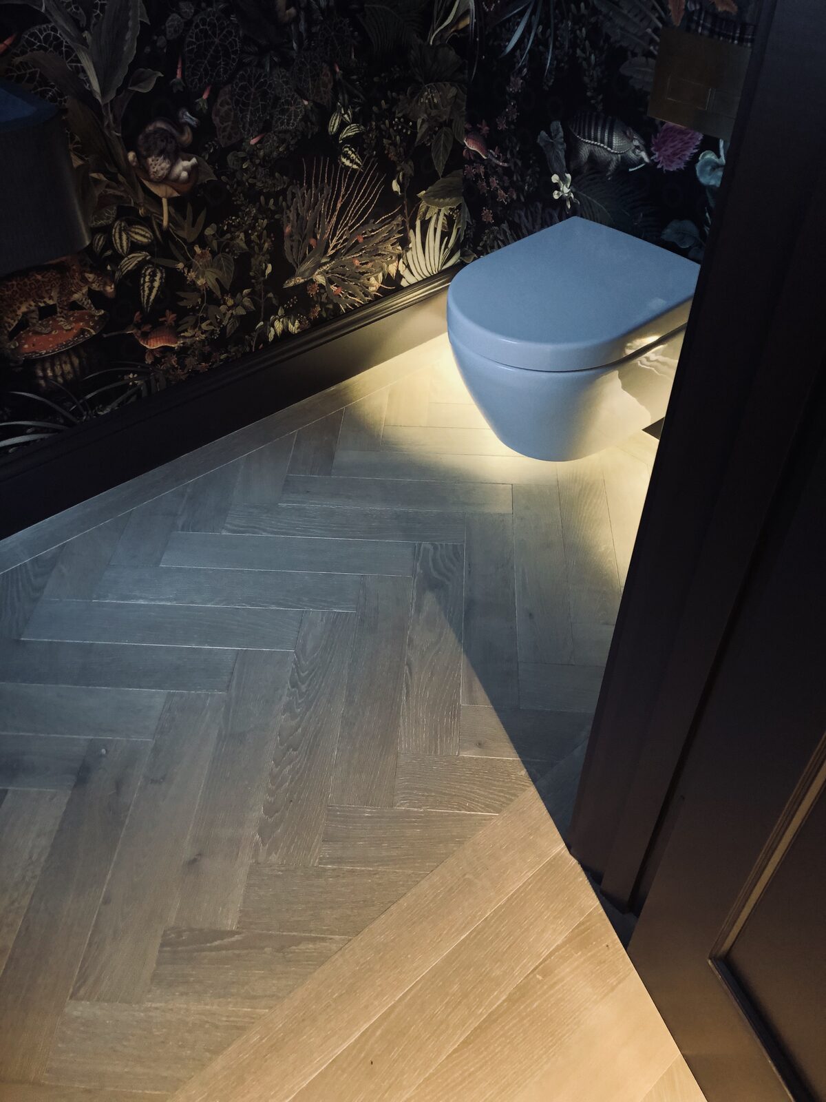 Engineered herringbone parquet, of the kind we lay in Petersfield homes