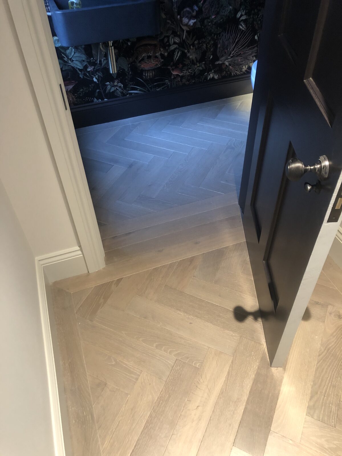 Engineered oak herringbone flooring