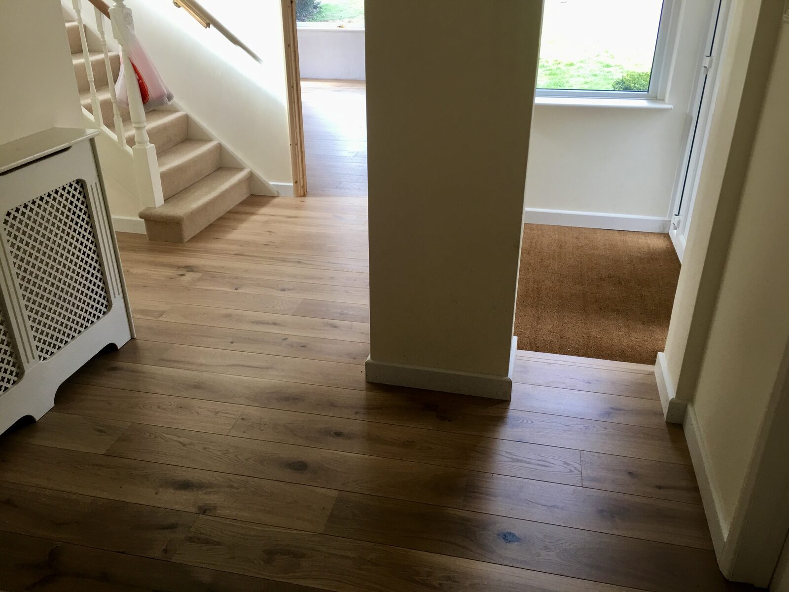 Rustic engineered oak plank flooring in an East Wittering home