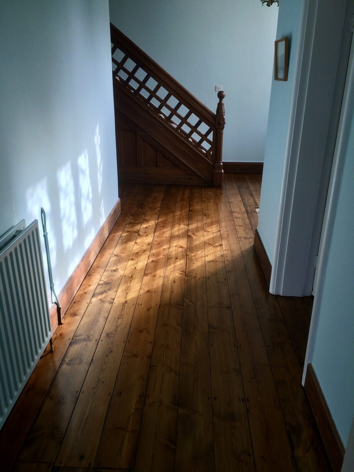 Restored pitch-pine hallway, Victorian stair, Victorian Terraced Home we install