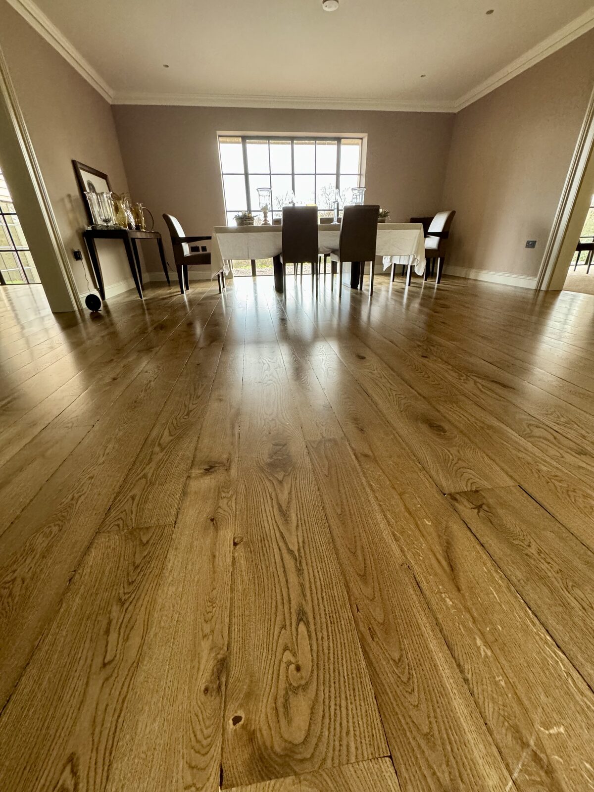 Distressed/character mid-oak dining room, Hand-scraped & character finishes we install